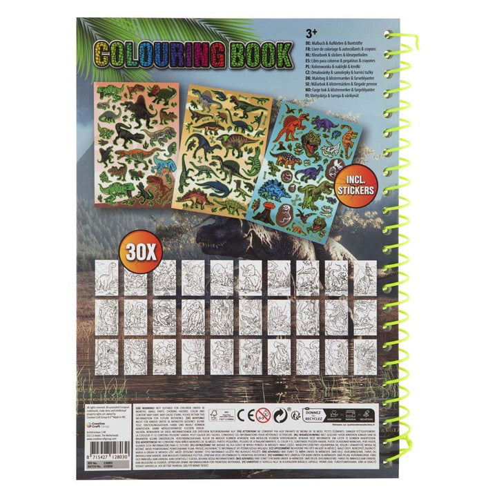 Книга за оцветяване Dino A4 със стикери и моливи — изображение 2