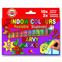 KOH-I-NOOR Комплект бои за стъкло с възможност за отлепване 12x10 ml — изображение 1