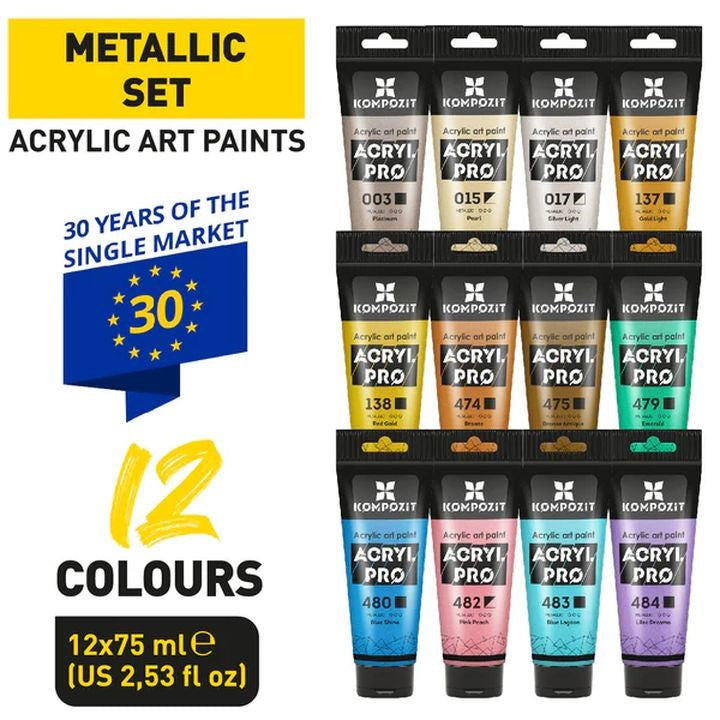 Комплект акрилни бои ACRYL PRO METALLIC — изображение 3