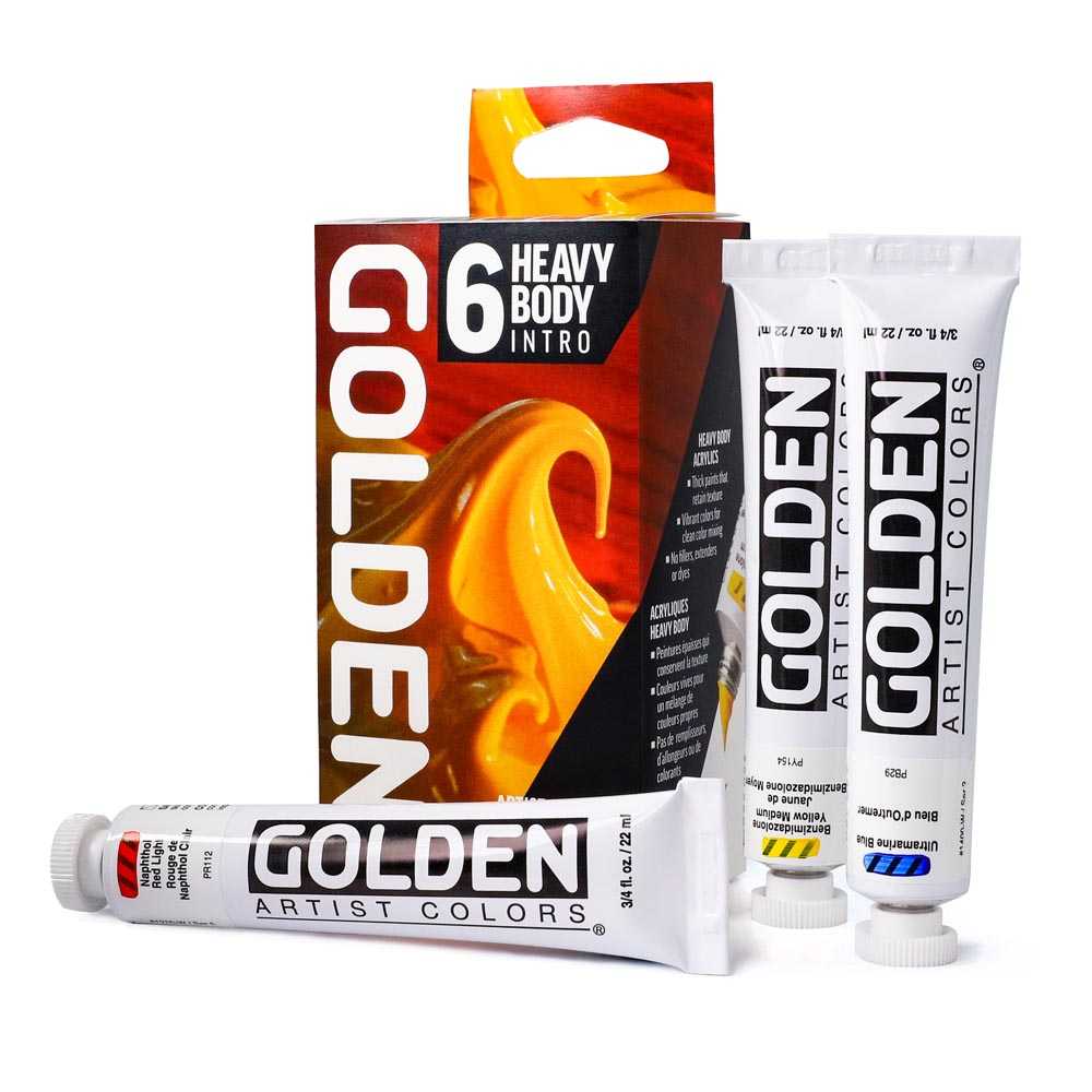 Комплект акрилни бои GOLDEN Heavy Body Intro 6 x 22 ml