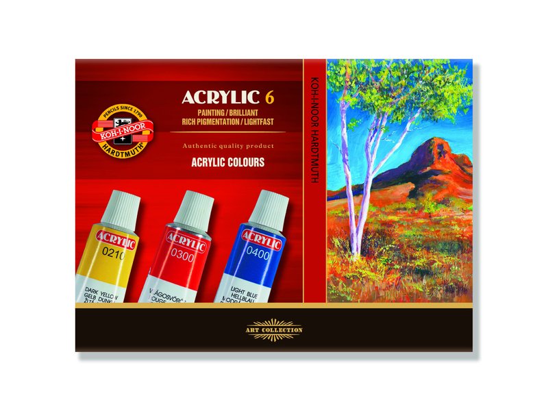 Комплект акрилни бои KOH-I-NOOR -6 x 16 ml — изображение 1