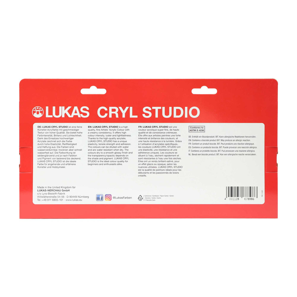 Комплект акрилни бои LUKAS Cryl Studio 9 x 100 ml