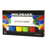 Комплект акрилни бои Molenaer 6 x 75 ml - микс от цветове