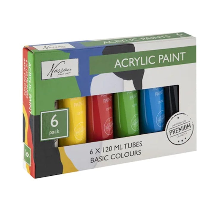 Комплект акрилни бои Nassau 6x120ml BASIC COLOURS — изображение 1