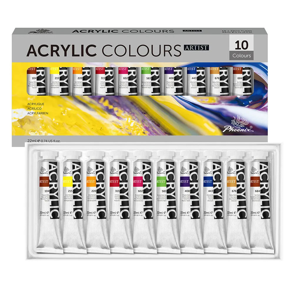 Комплект акрилни бои Phoenix Artist 10 x 22 ml