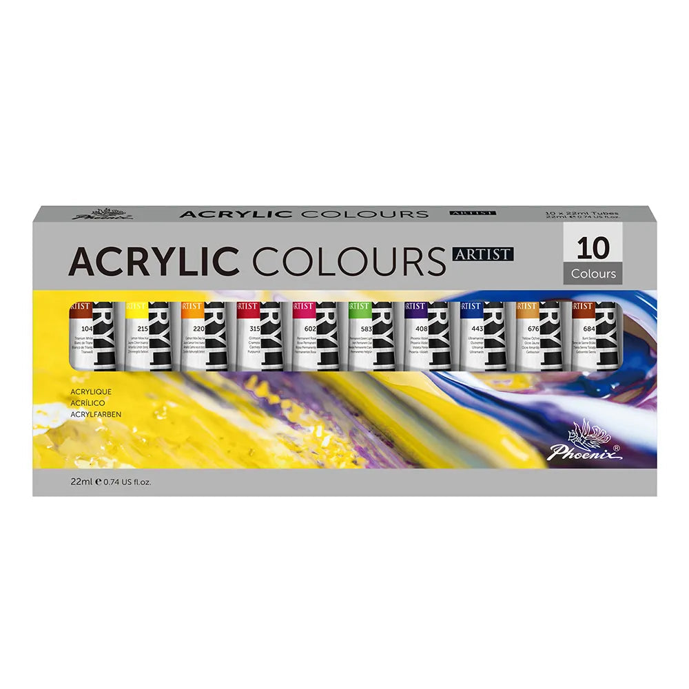 Комплект акрилни бои Phoenix Artist 10 x 22 ml
