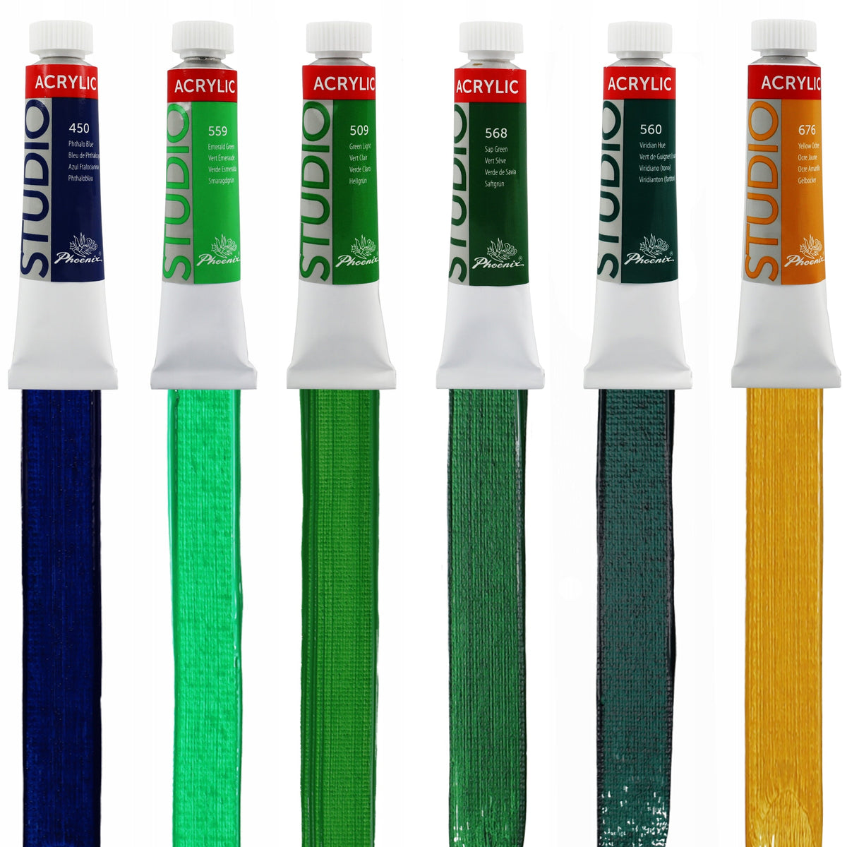 Комплект акрилни бои Phoenix Studio 24 x 12 ml + четки и палитра