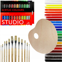 Комплект акрилни бои Phoenix Studio 24 x 12 ml + четки и палитра