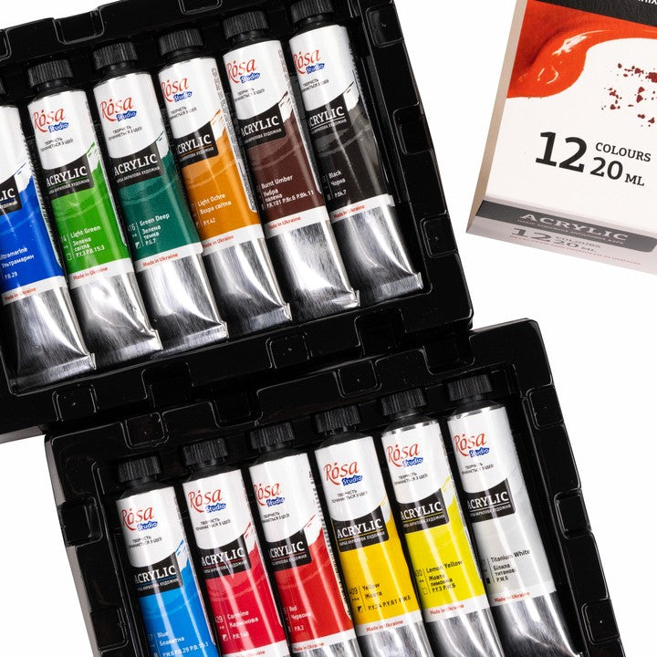 Комплект акрилни бои ROSA STUDIO | 12x20 ml — изображение 4