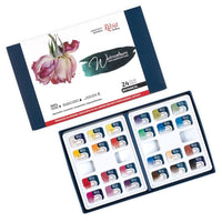Комплект акварелни бои "Botanical", 24 цвята, цели блокчета, картон, ROSA GALLERY — изображение 2