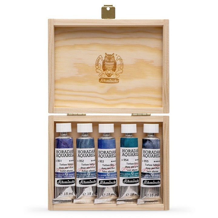 Комплект акварелни бои в тубички Schmincke Super Granulation 5x15 ml - дълбоко море — изображение 1