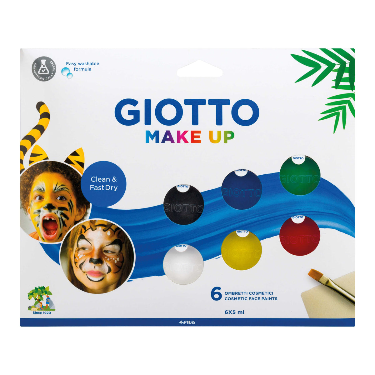 Комплект бои за лице GIOTTO Make Up 6 x 5 ml с четка и гъба