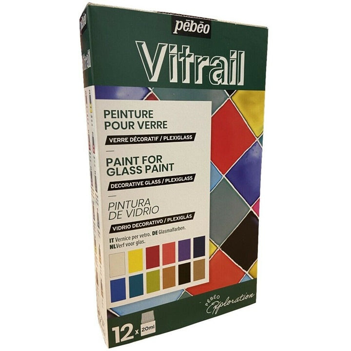 Комплект бои за стъкло Pebeo Vitrail 12 x 20 мл — изображение 1