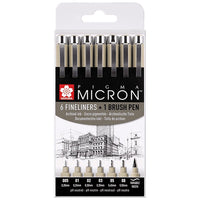 Комплект флумастери за техническо чертане SAKURA Pigma Micron brush pen - 7 броя — изображение 1