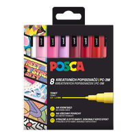 Комплект маркери Posca PC-3M LOVE, 0,9 - 1,3 mm - микс топли тонове (8 бр.)