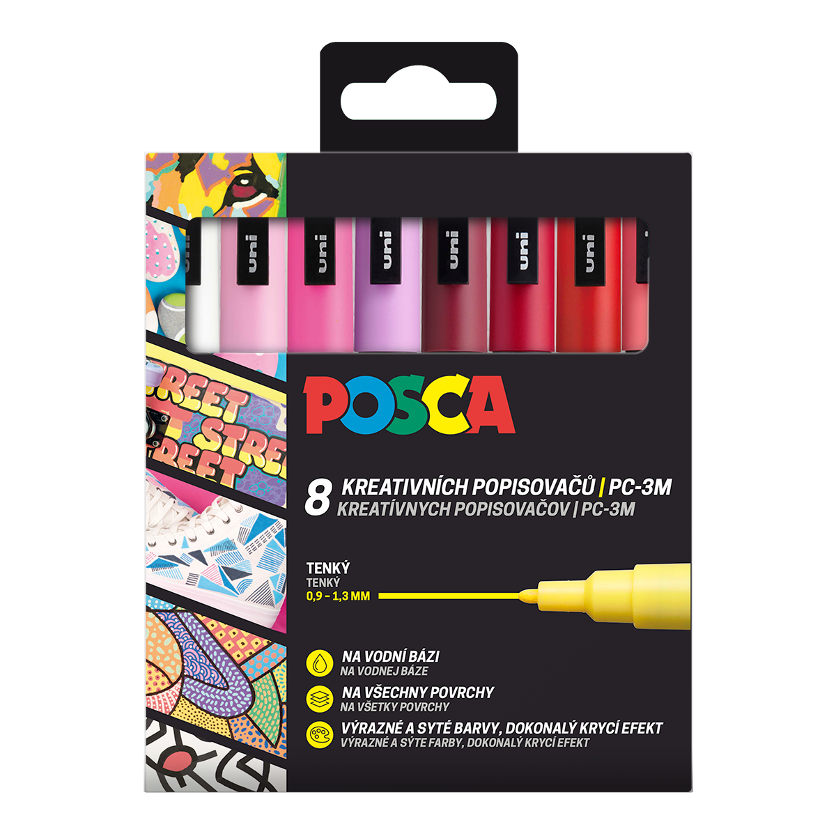 Комплект маркери Posca PC-3M LOVE, 0,9 - 1,3 mm - микс топли тонове (8 бр.)
