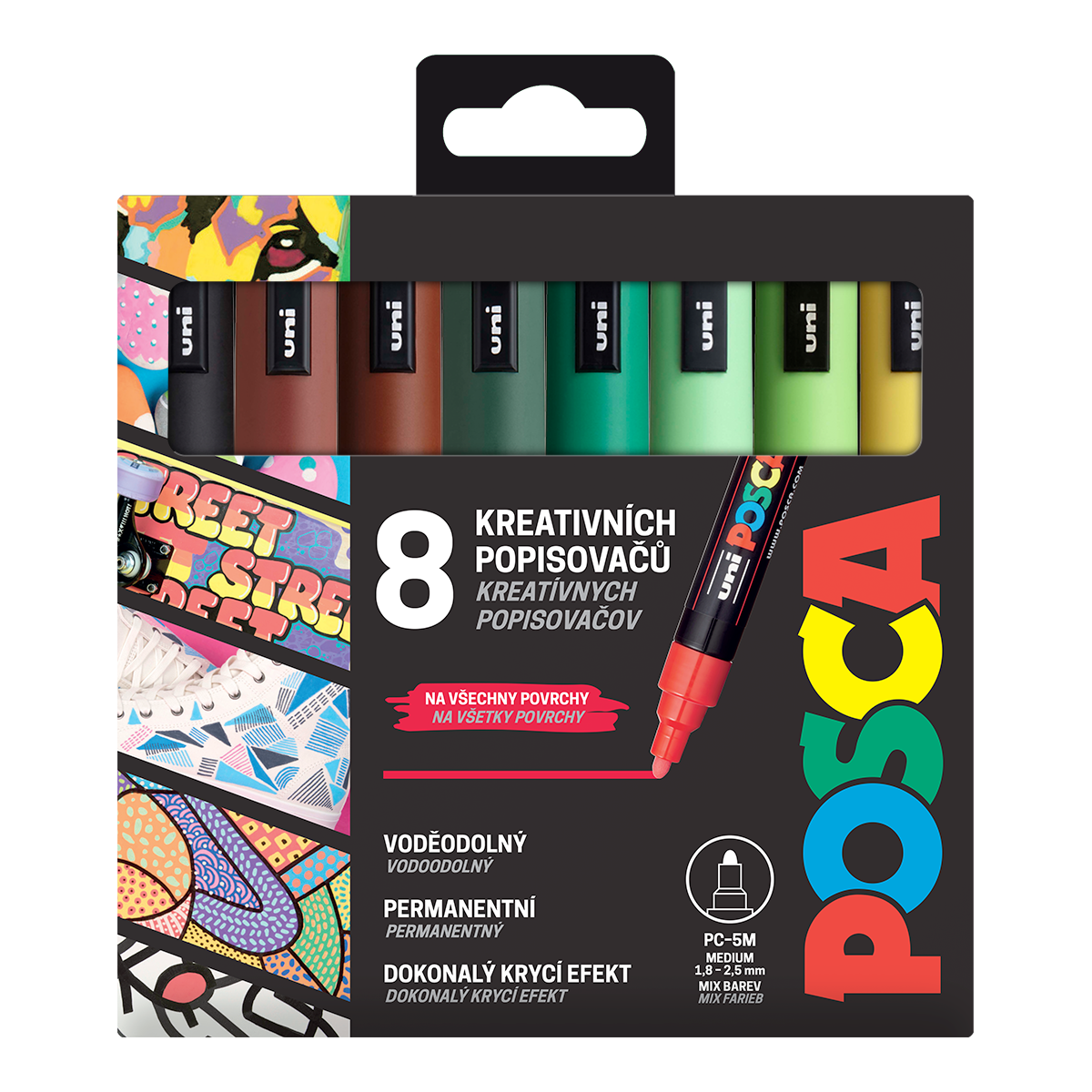 Комплект маркери Posca PC-5M EARTH, 1,8 – 2,5 mm – 8 бр.
