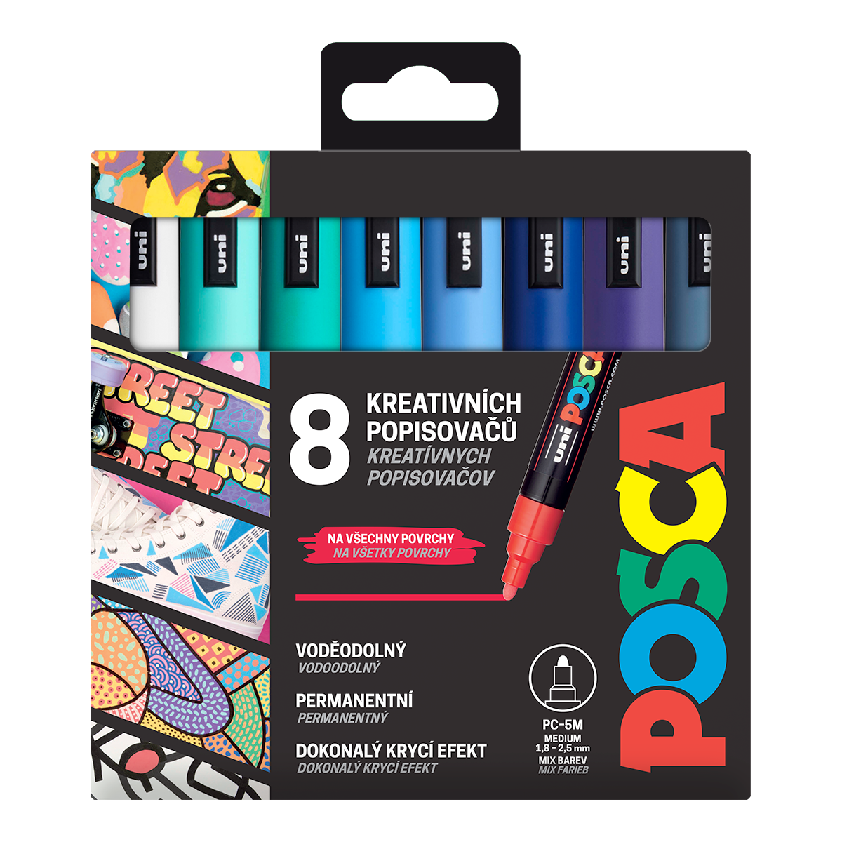 Комплект маркери Posca PC-5M OCEAN, 1,8 – 2,5 mm – 8 бр.