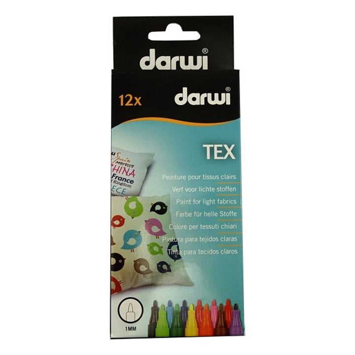 Комплект маркери за текстил DARWI TEX 12 x 3мм — изображение 1