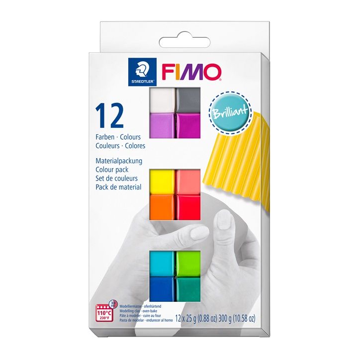 Комплект мека полимерна глина FIMO, брилянтни цветове 12x25g — изображение 1