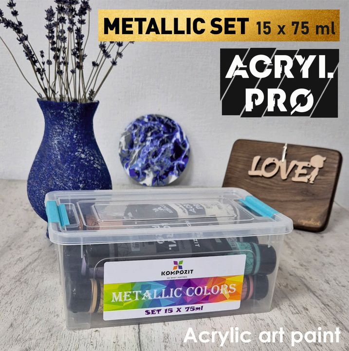 Комплект металически акрилни бои ACRYL PRO Kompozit 15x75 ml — изображение 2