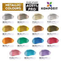 Комплект металически акрилни бои ACRYL PRO Kompozit 15x75 ml — изображение 3