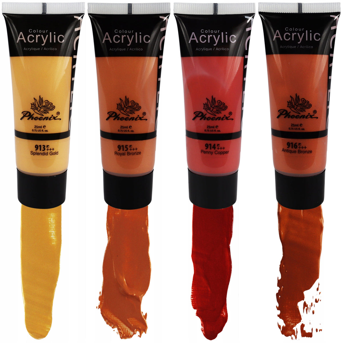 Комплект металикови акрилни бои Phoenix 8 x 21 ml