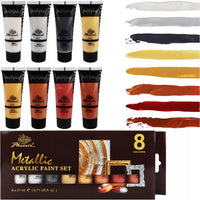 Комплект металикови акрилни бои Phoenix 8 x 21 ml