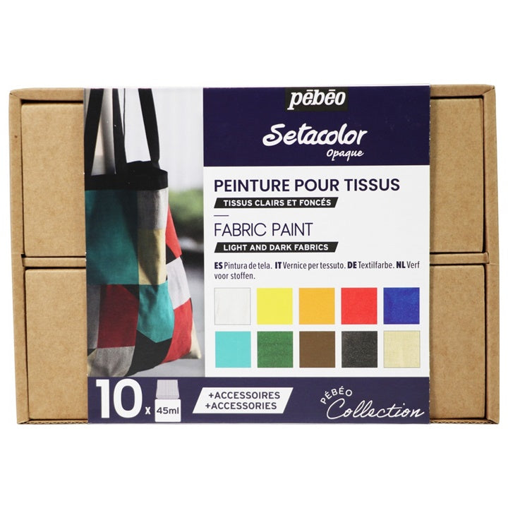 Комплект Pebeo боя за светъл и тъмен текстил Setacolor Opaque - 10 х 45 ml — изображение 1