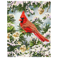 Комплект с перли Diamond Painting - Кардиналът носи щастие 35,5 х 35,5 см — изображение 1
