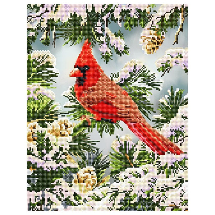 Комплект с перли Diamond Painting - Кардиналът носи щастие 35,5 х 35,5 см — изображение 1