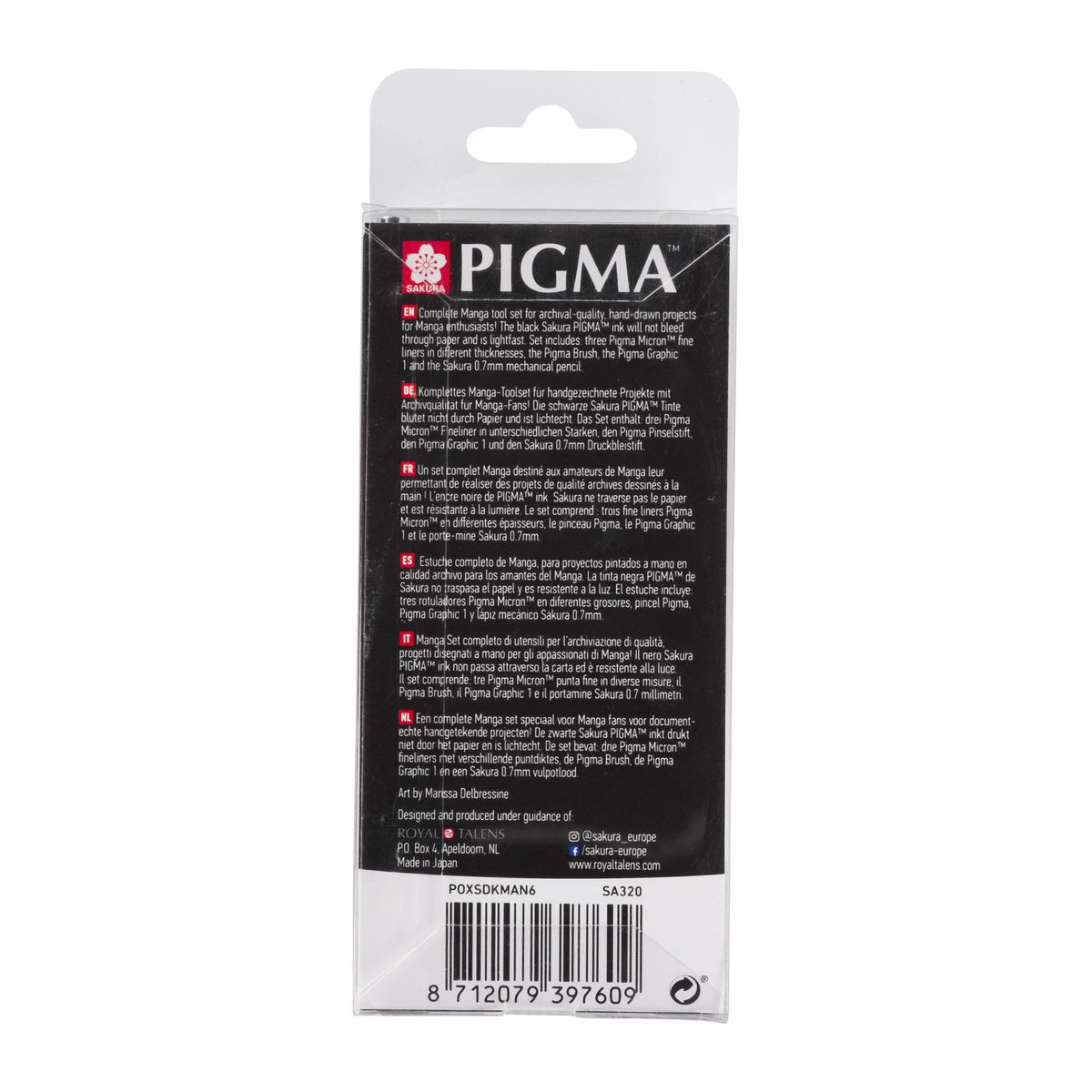 Комплект тънки писци Sakura Pigma Micron Manga 6 бр. - черни