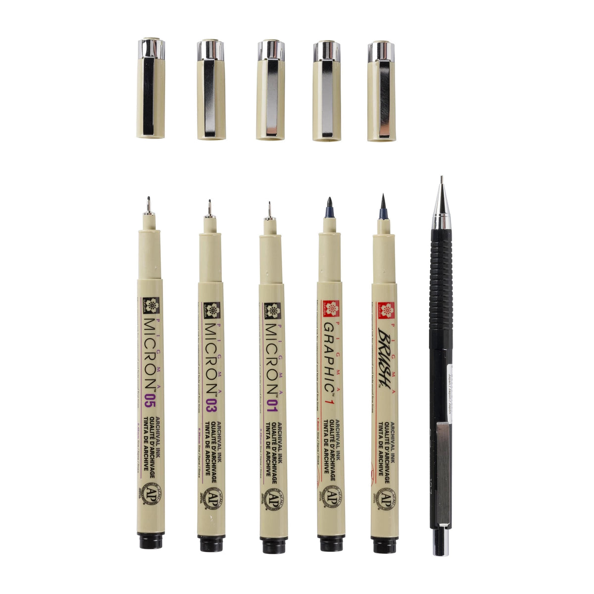 Комплект тънки писци Sakura Pigma Micron Manga 6 бр. - черни