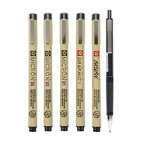 Комплект тънки писци Sakura Pigma Micron Manga 6 бр. - черни