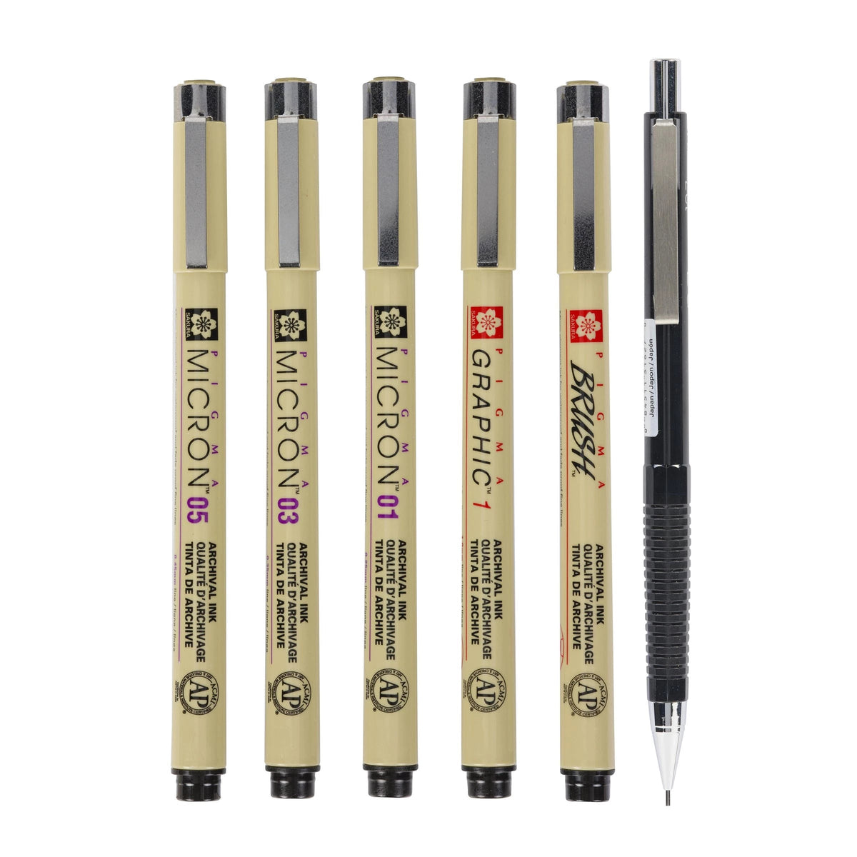 Комплект тънки писци Sakura Pigma Micron Manga 6 бр. - черни