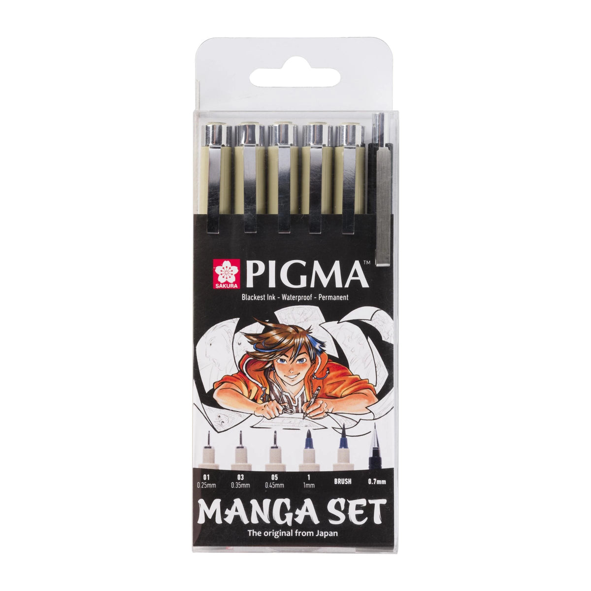 Комплект тънки писци Sakura Pigma Micron Manga 6 бр. - черни