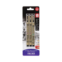 Комплект технически писалки Sakura Pigma Micron - 3 бр. черни
