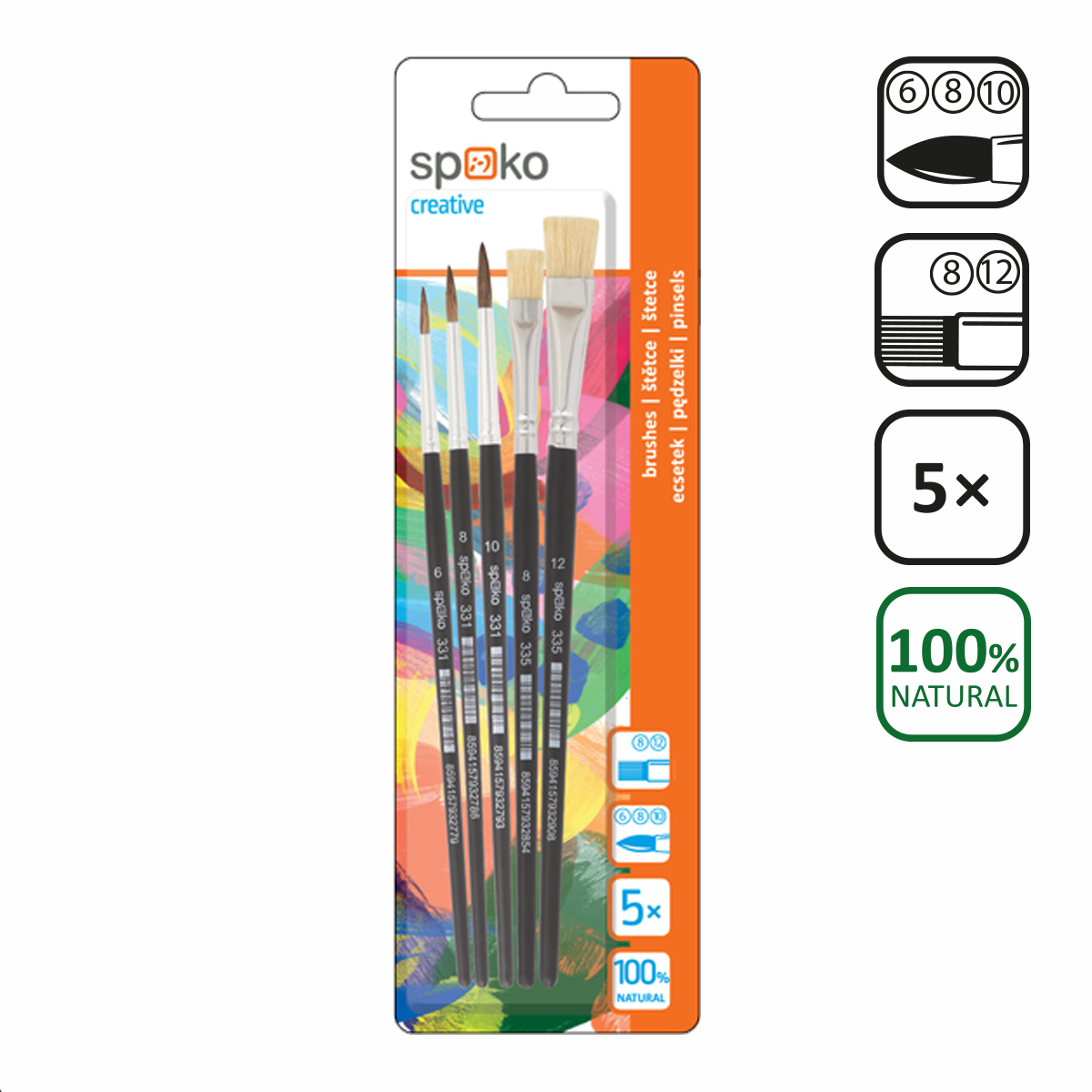 Комплект ученически четки Spoko S0339, 5 бр.