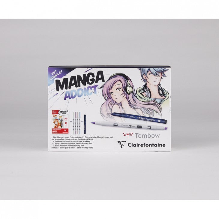 Комплект за рисуване на манга CLAIREFONTAINE Manga Addict Tombow A5 - 50 листа