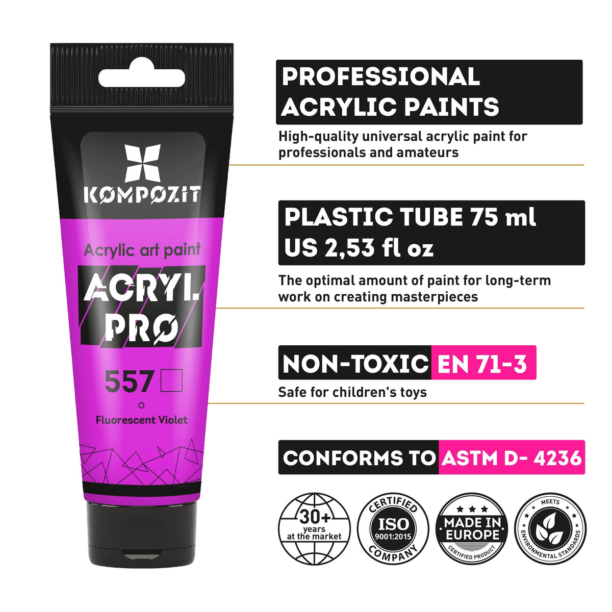 Флуоресцентна акрилна боя ACRYL PRO ART Kompozit 75 ml