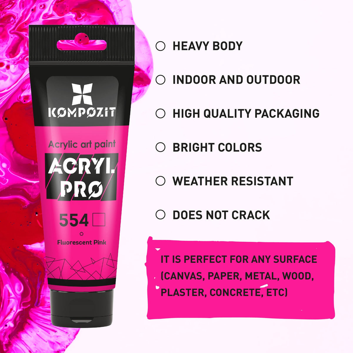 Флуоресцентна акрилна боя ACRYL PRO ART Kompozit 75 ml