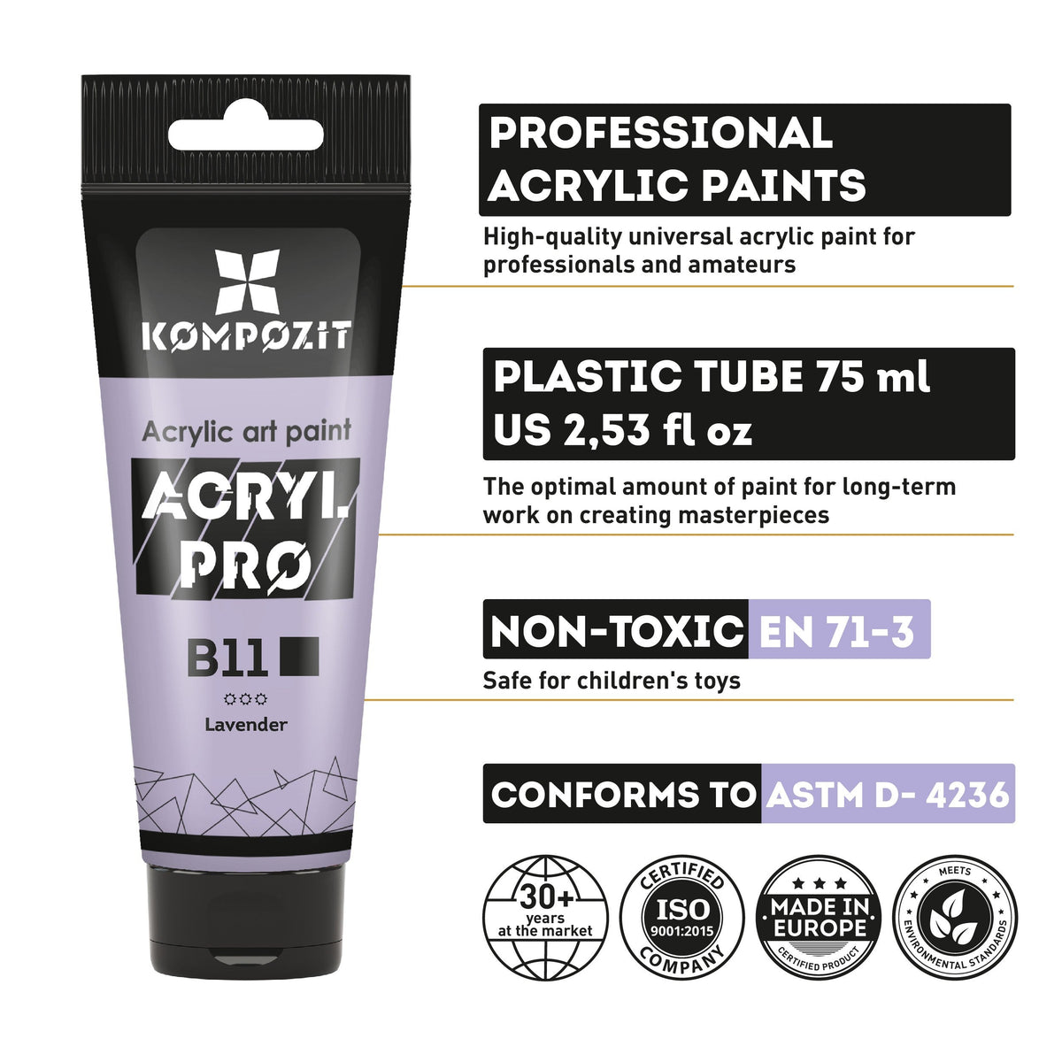 Пастелна акрилна боя ACRYL PRO ART Kompozit 75 ml