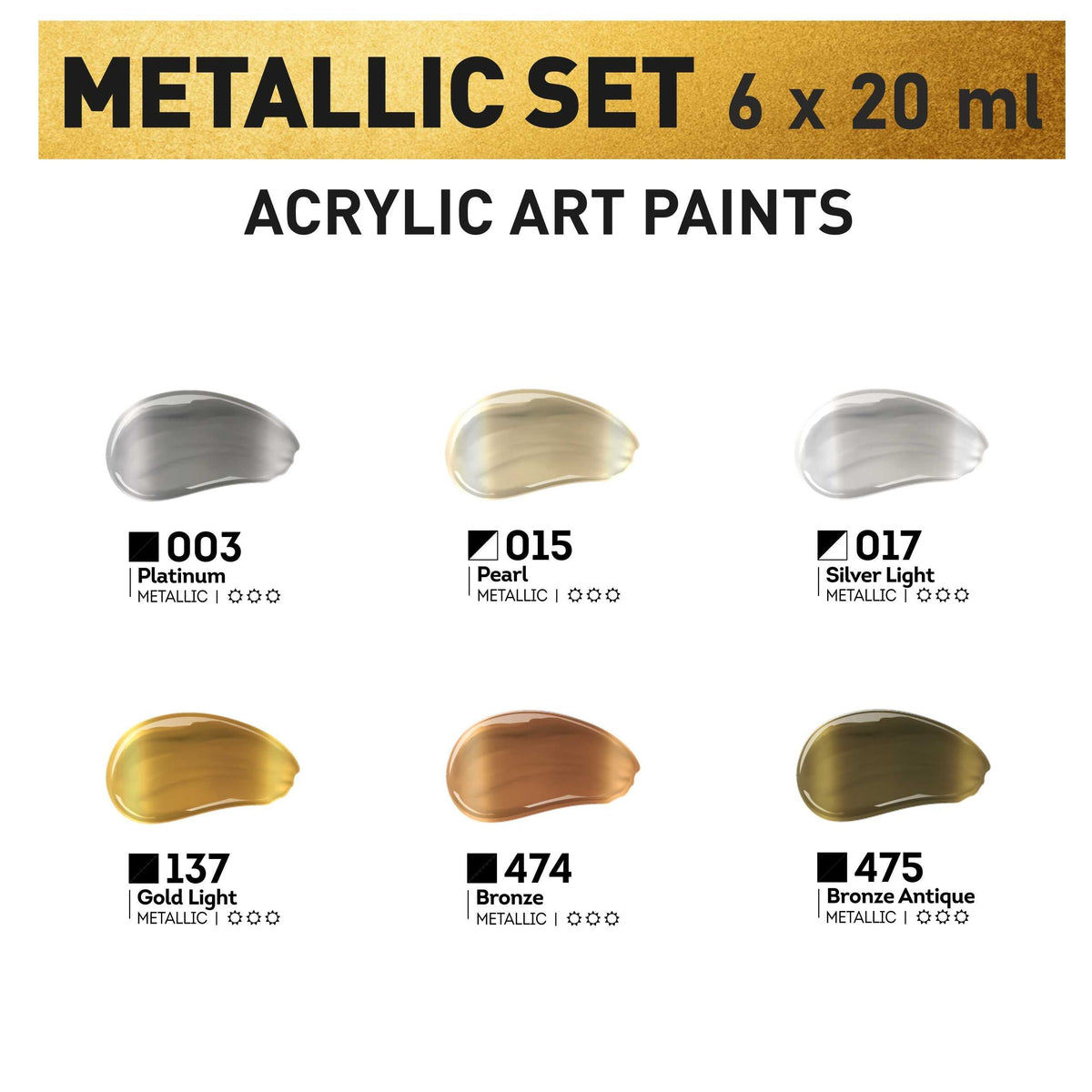 Комплект акрилни бои ACRYL PRO Metallic