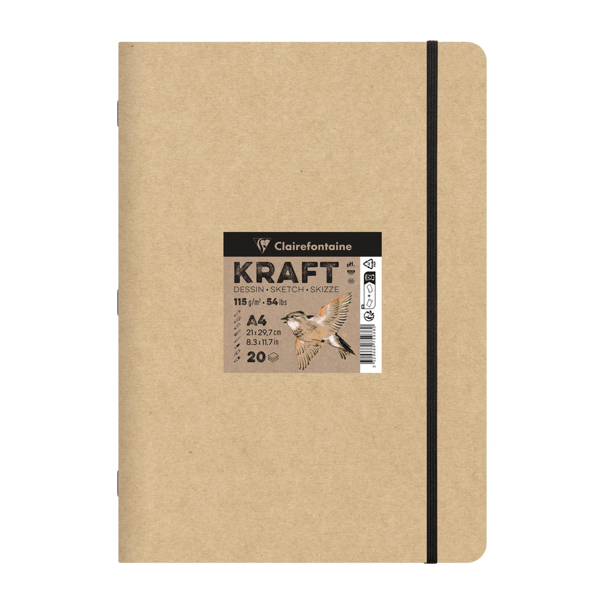Крафт скицник CLAIREFONTAINE 115 g/m² – A5 – A4, 20 листа