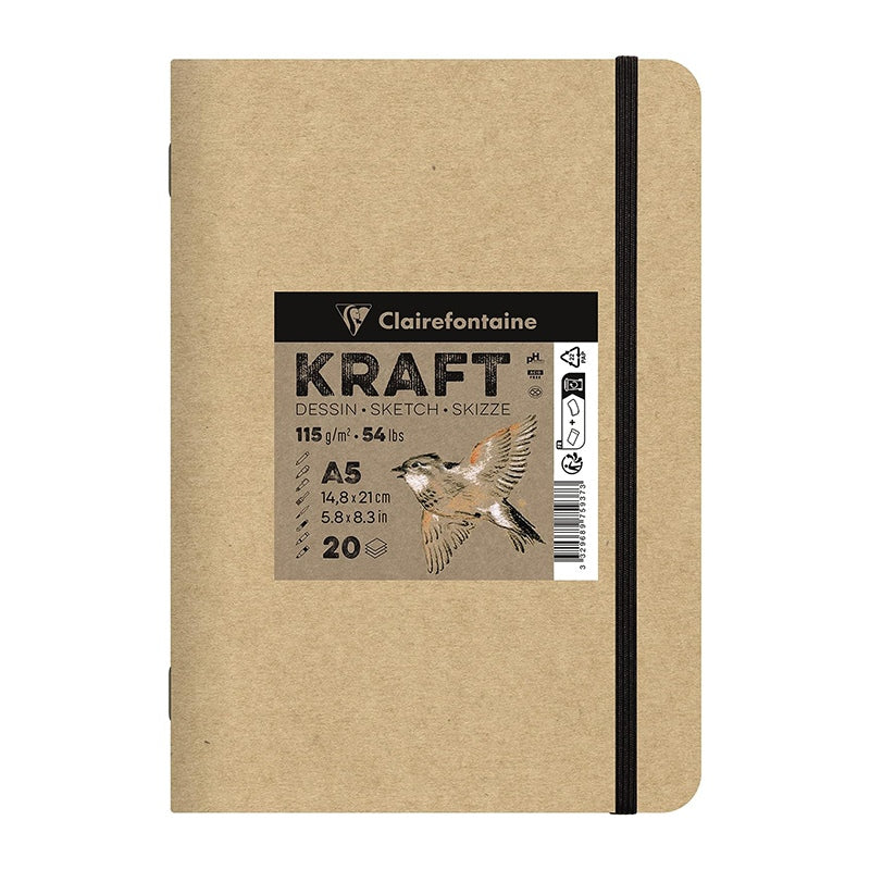 Крафт скицник CLAIREFONTAINE 115 g/m² – A5 – A4, 20 листа
