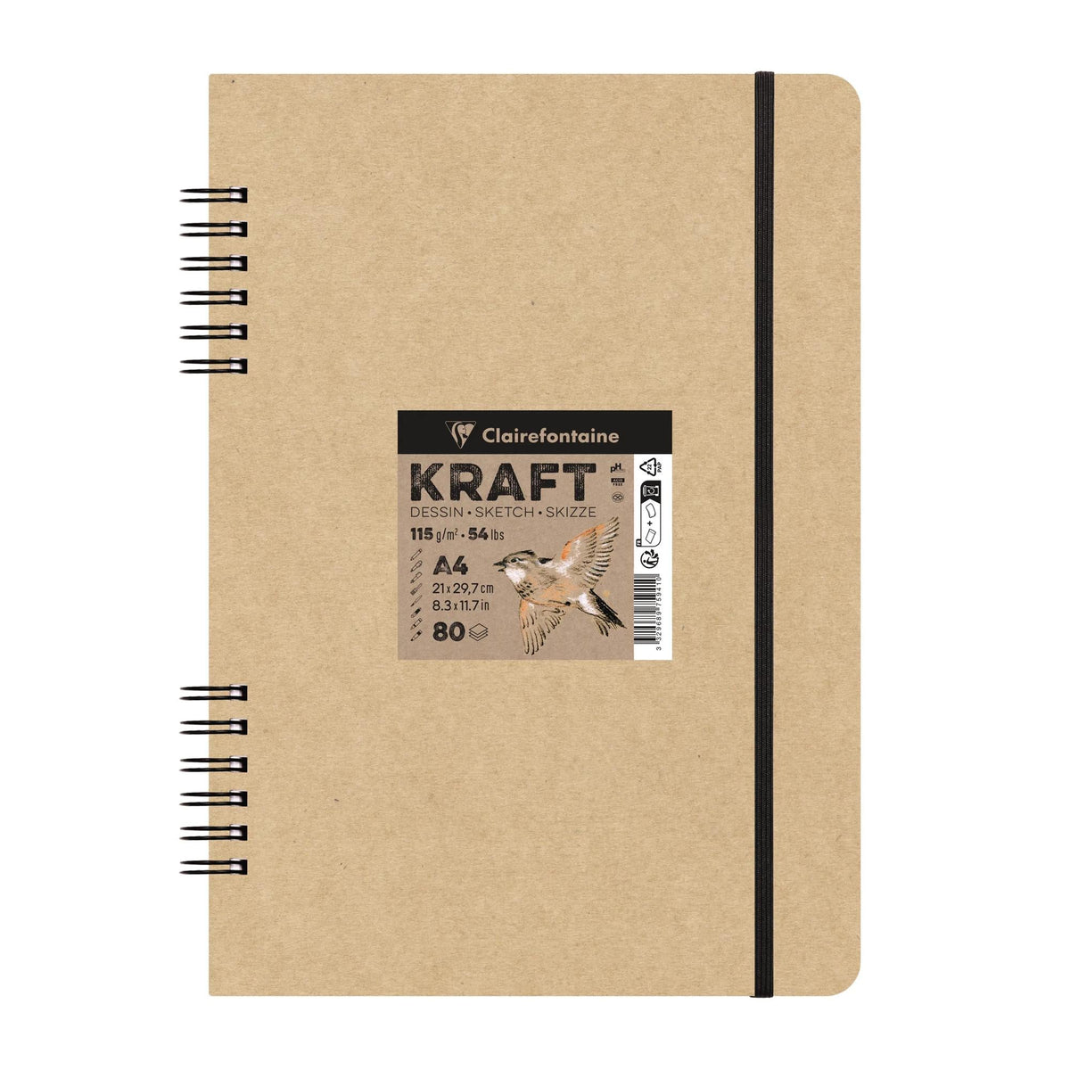 Крафт скицник CLAIREFONTAINE 115 g/m² A5 – A4 - 80 листа