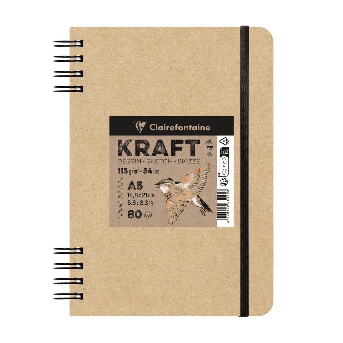 Крафт скицник CLAIREFONTAINE 115 g/m² A5 – A4 - 80 листа