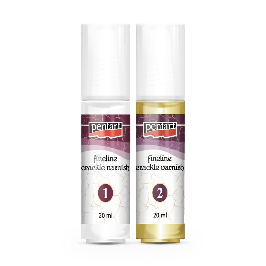 Кракелиращ лак Pentart Fineline за фини пукнатини, двукомпонентен, комплект 2x 20 ml