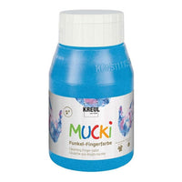 Гланцирани детски бои за пръсти MUCKI 500 ml – диамантено синьо