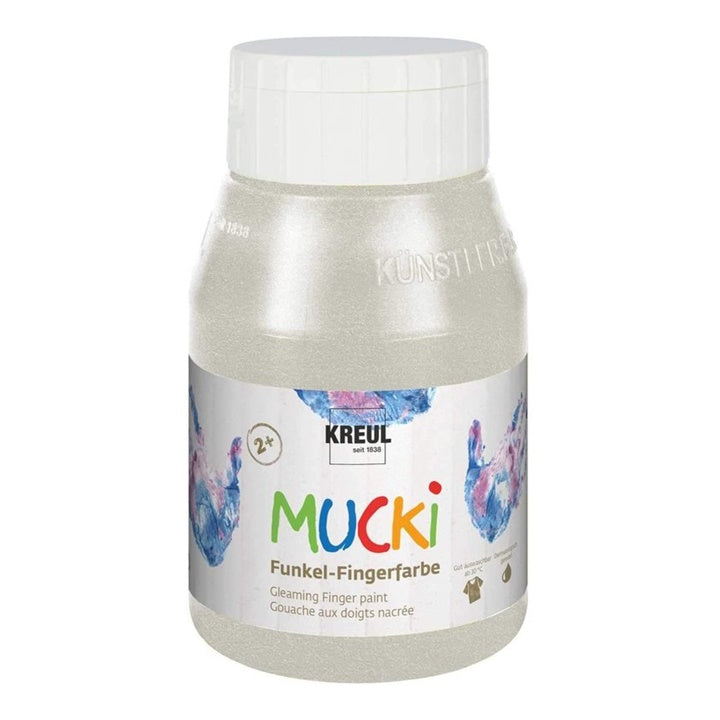 Гланцирани детски бои за пръсти MUCKI 500 ml – сребърен дракон